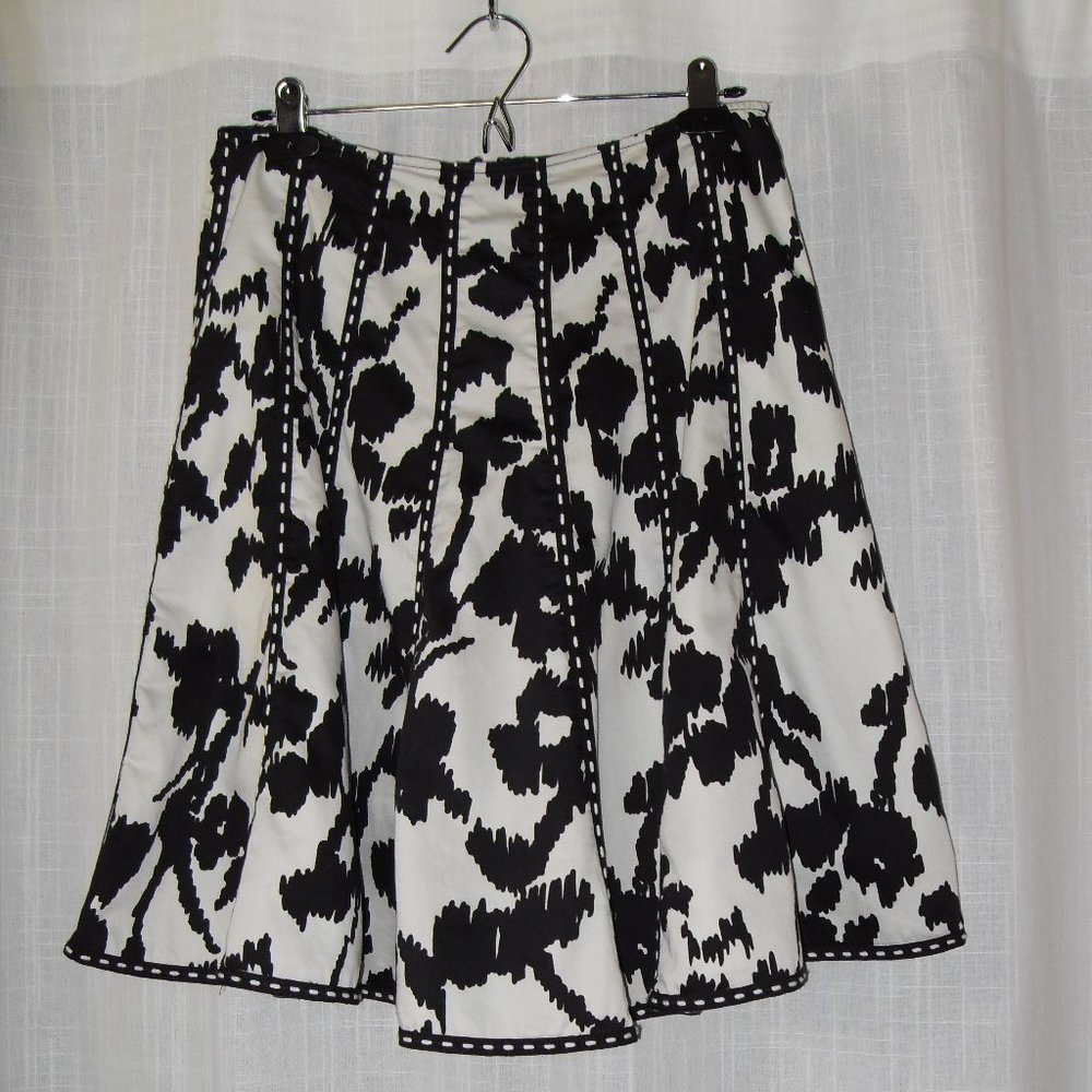 CAbi Fit & Flare Skirt Black & White Knee Length
